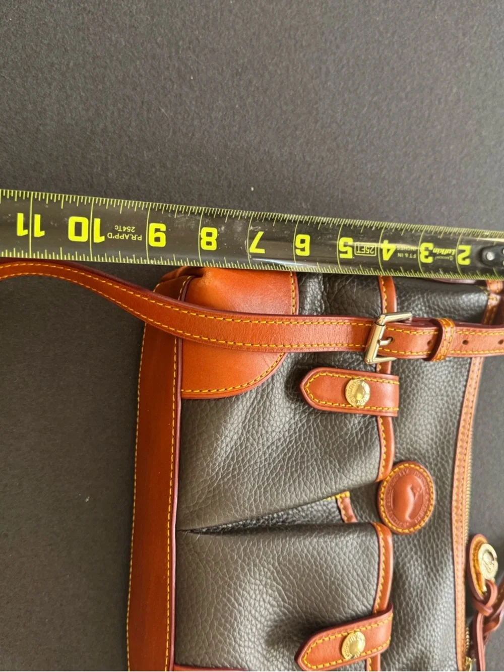 Compact Brown and Tan Leather Crossbody Bag - Picture 5 of 6